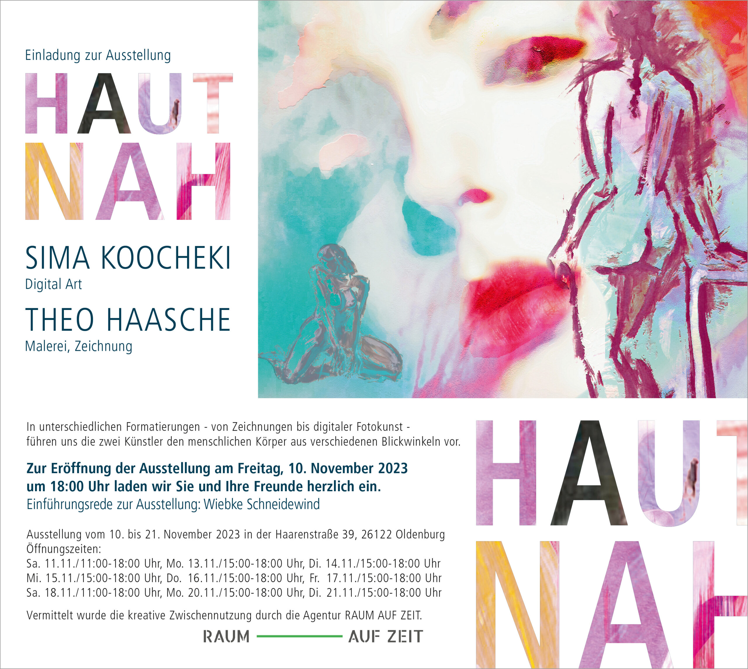 Einladung Ausstellung "Hautnah" Sima Koochecki und Theo Haasche