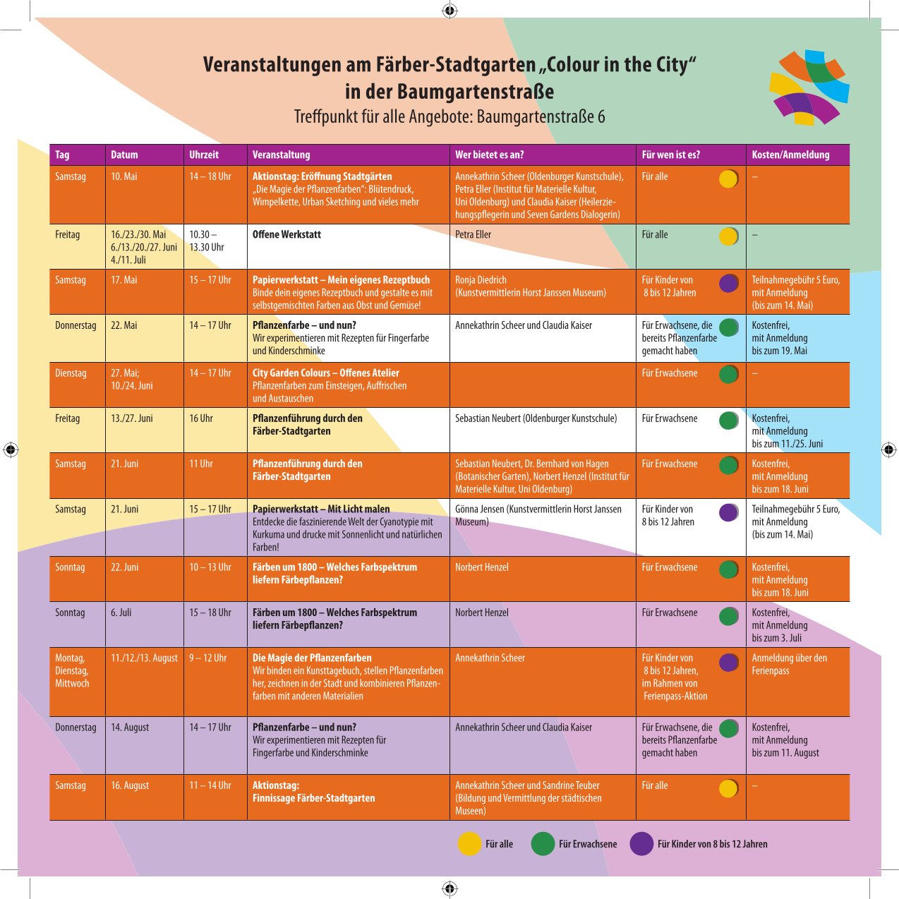 Flyer Färbergarten Seite 2 - Rahmenprogramm