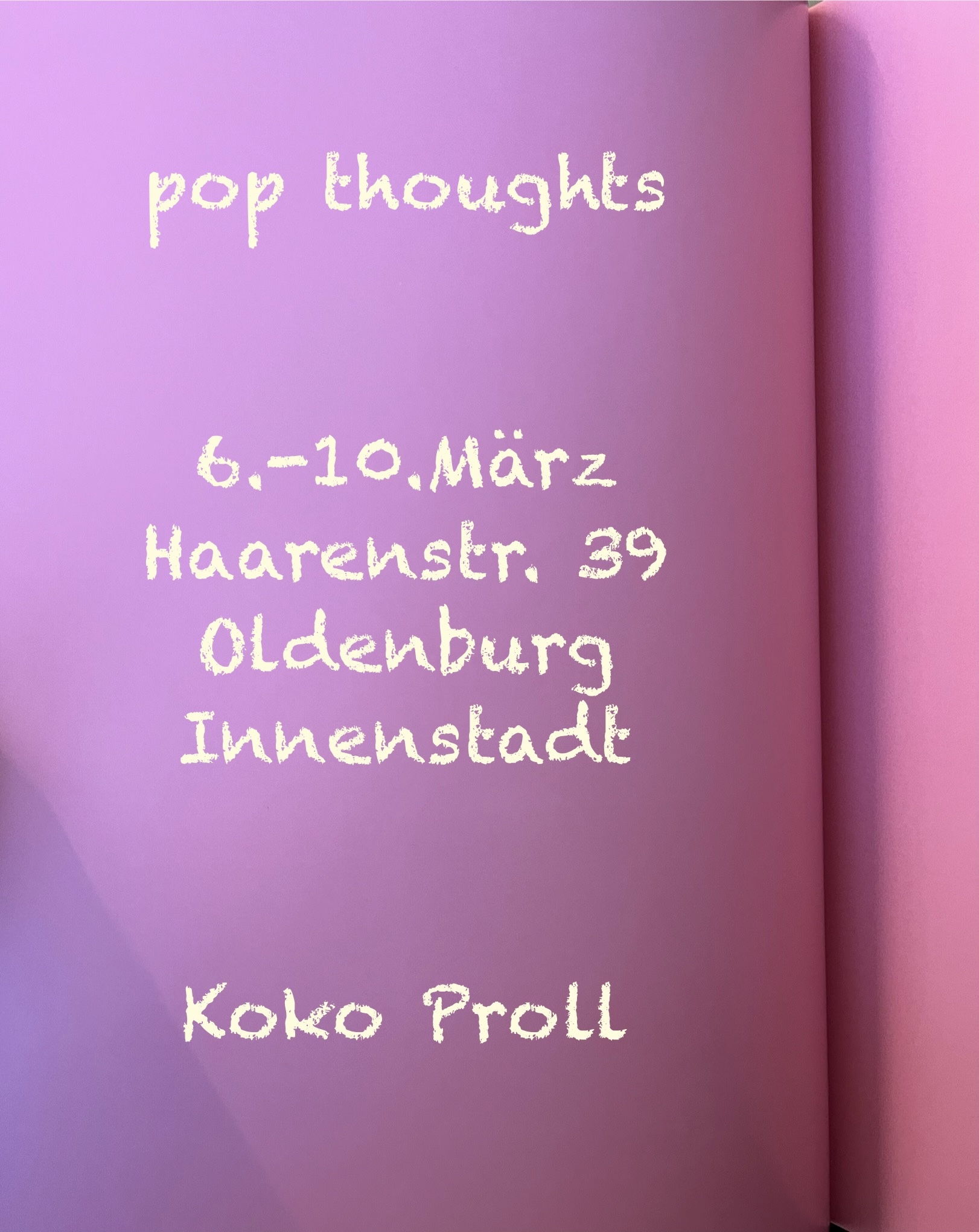 Bild Titel und Ausstellungsdauer Koko Proll "pop thoughts von Monstern und Menschen"